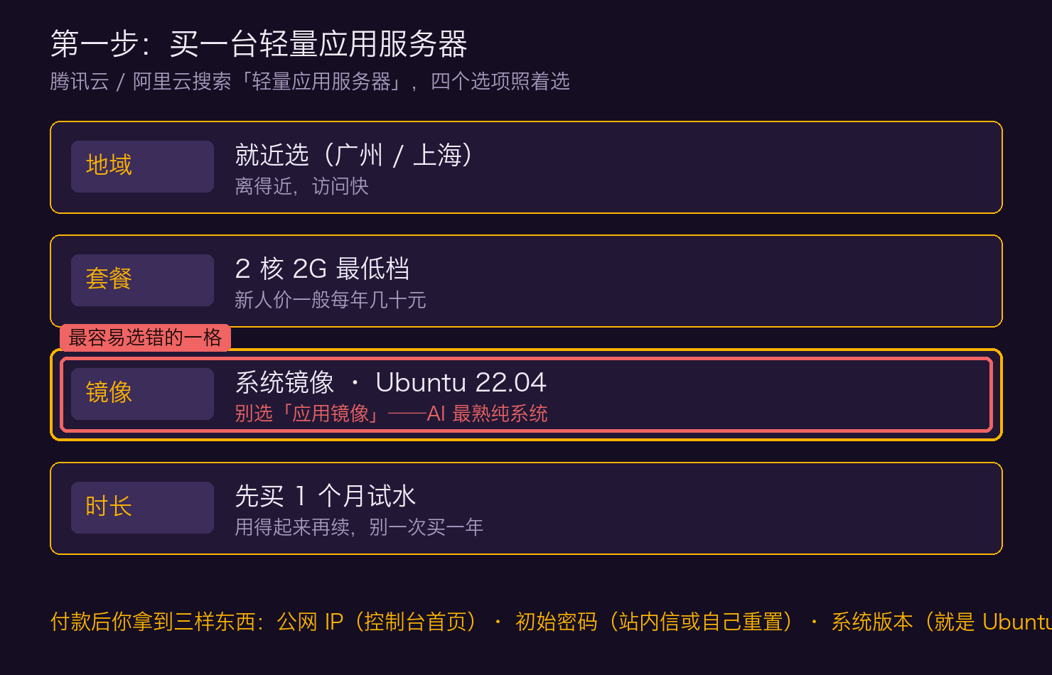 买服务器：四个选项照着选
