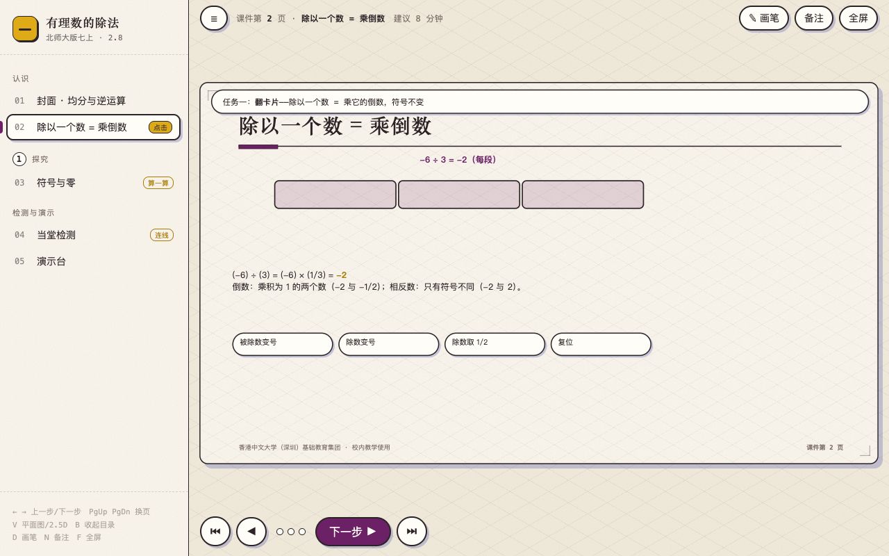 有理数的除法 界面实拍