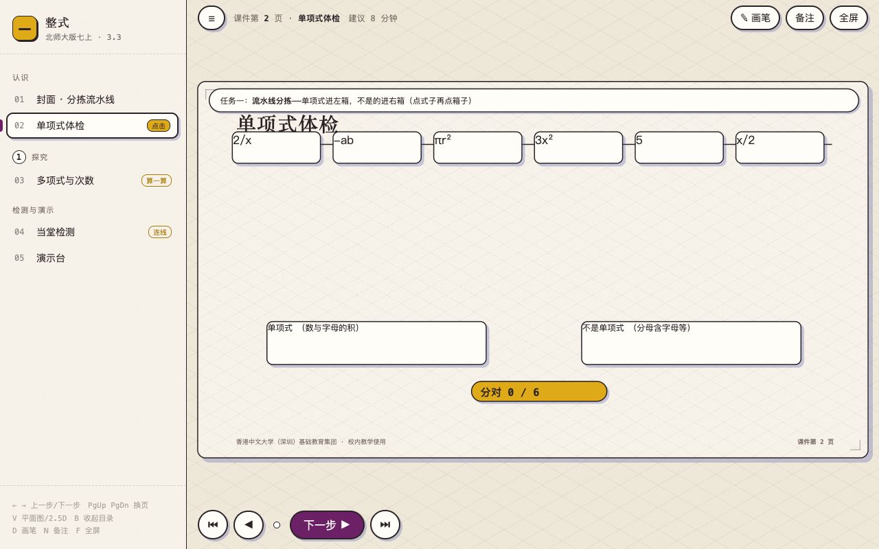 整式 界面实拍