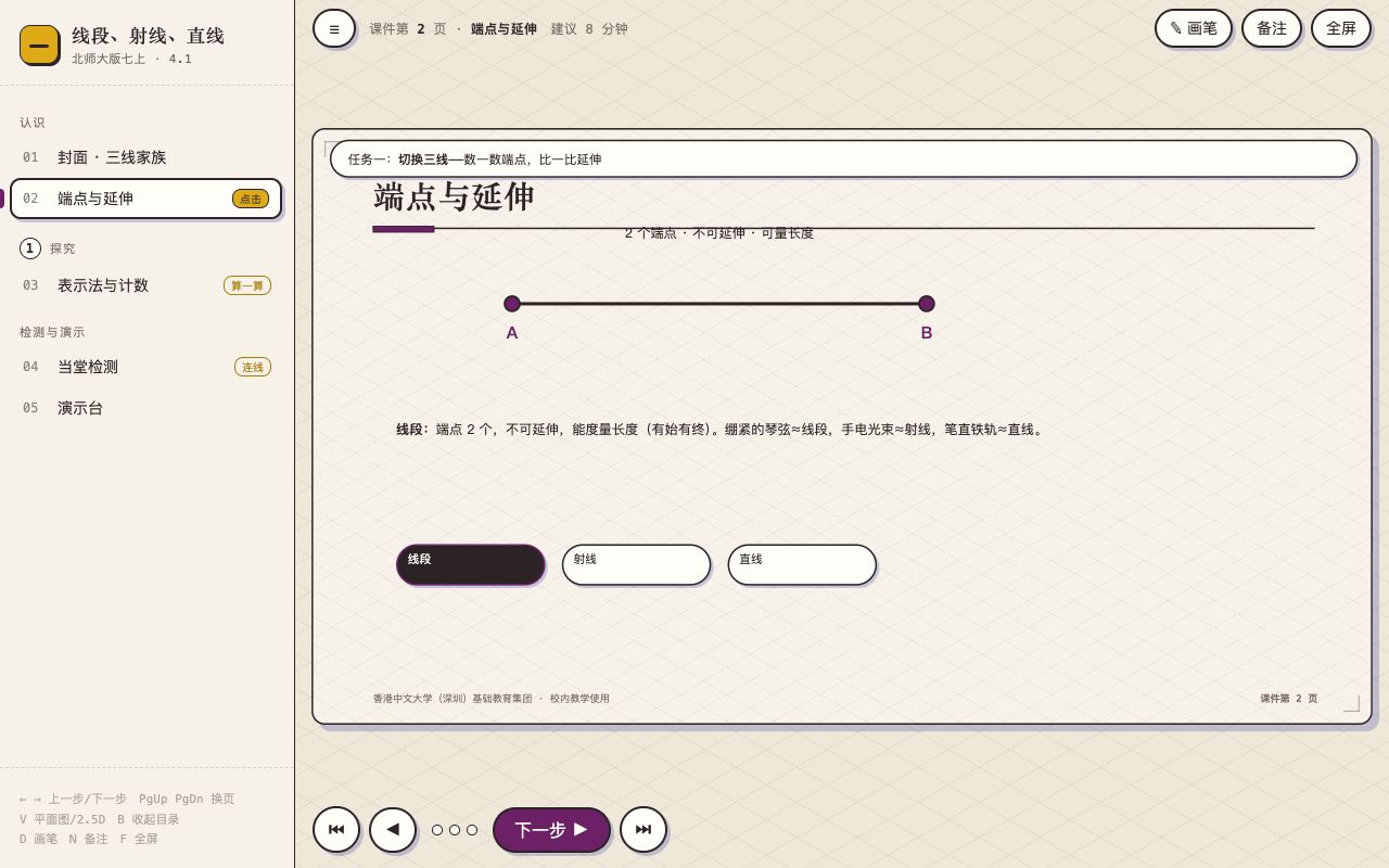 线段、射线、直线 界面实拍
